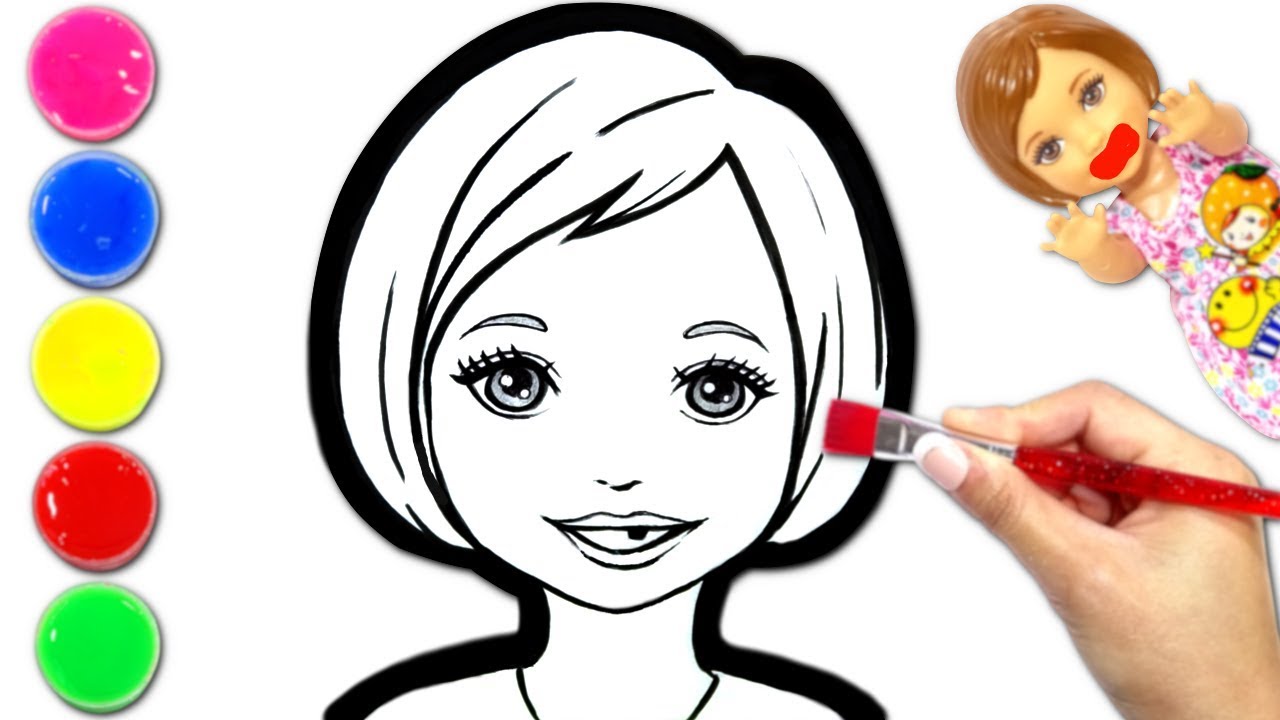 リカちゃんの妹やケリーをお絵かき 本気のぬりえ ケーちゃんミキちゃんマキちゃんもメイクアップして絵の具のキッズアートで変身 Barbie Kelly Drawing Youtube