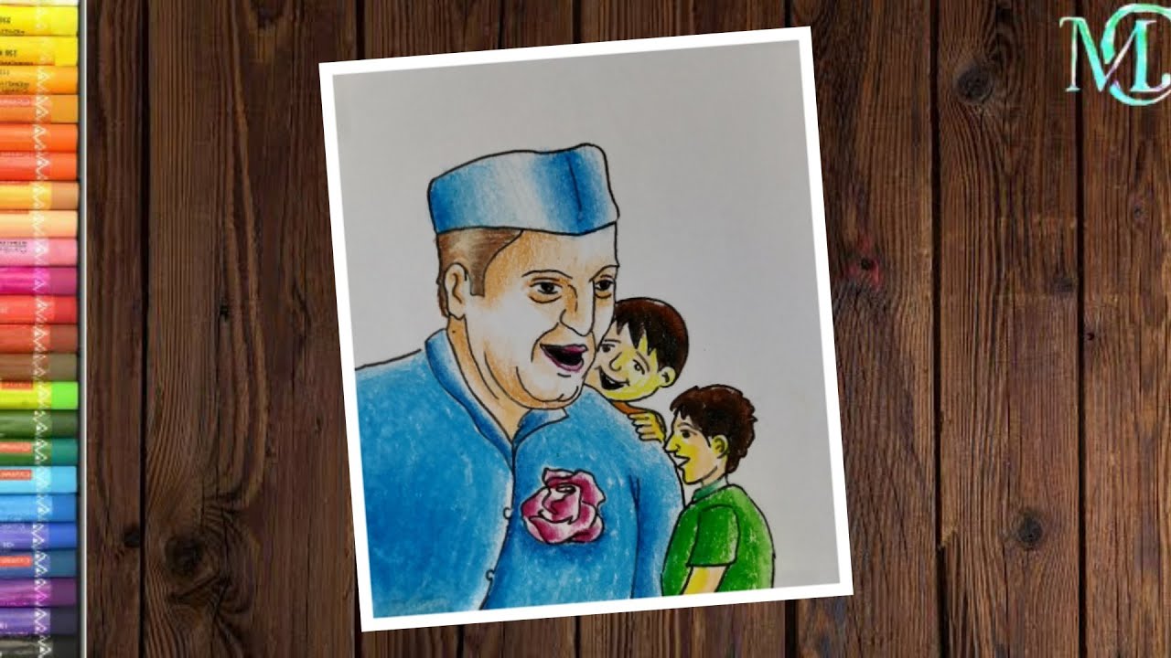 How to draw Nehru Children's Day Special drawing with oil pastel ...