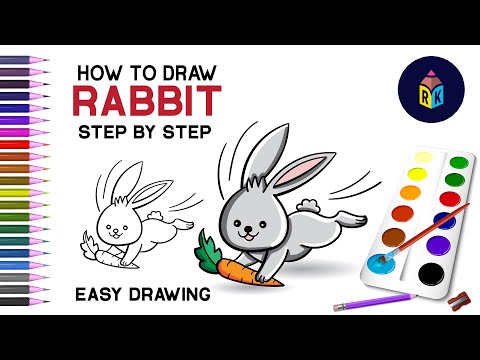 How to Draw a Rabbit? 🐰🥕 Easy Draw and Color a Cute cartoon Bunny 🐰🥕🐇🌈 E...