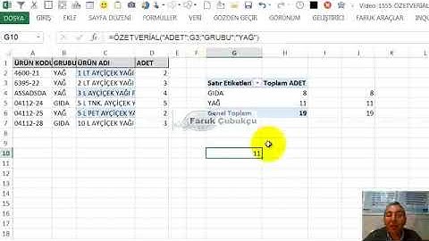 Excel ÖZETVERİAL (GETPIVOTDATA) Fonksiyonu
