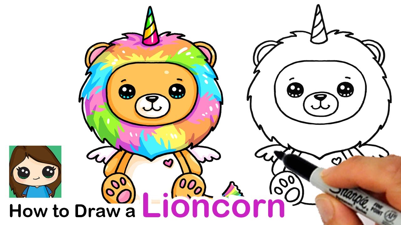 How to Draw a Lion Rainbow Unicorn Easy | Lioncorn - YouTube