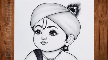 How to make easy cute 🥰 krishna drawing  l krishna easy sketch ||