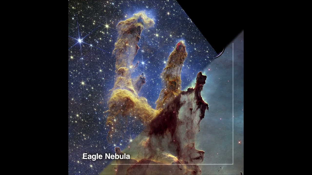 Two Views of the Eagle Nebula - Hubble and James Webb Space Telescopes 