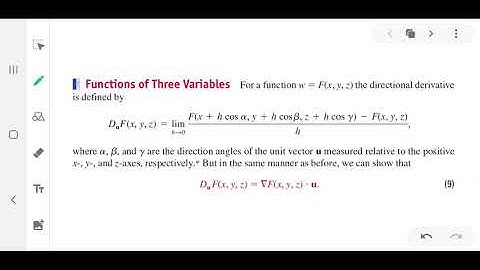 Directional derivatives of functions of three variables
