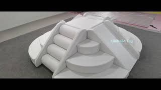 White Soft Play Castle with Stairs PU Leather Indoor Playground Equipment for Toddlers & Daycare Use screenshot 5