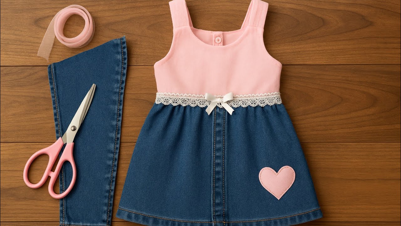 ⛔ Don’t Toss Your Old Jeans! 👖💙 Turn Them into a Cute Denim Dress in Just 1 Hour ✂️👗✨