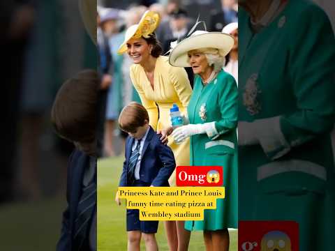 الأميرة كيت والأمير لويس وقت مضحك يأكلان البيتزا في     