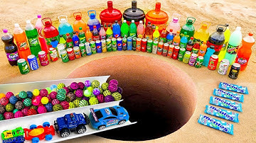 EXPERIMENT: Colorful Marbles, Big Toothpaste Eruption from Fanta, Pepsi, Coca-Cola and Mentos