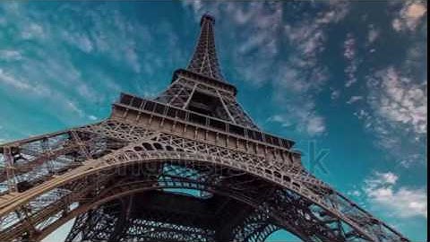 sunset twilight eiffel tower blue sky down to top view | Video Footage | Shutterstock