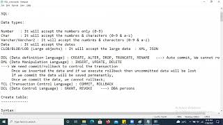 Oracle SQL PLSQL | session 3 | Sql commands