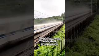 High-speed train female driver in the rainstorm #female #china #train #travel #chinatravel