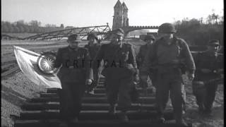 General (Generalleutnant) Dittmar formally surrenders to US soldiers in Magdeburg...HD Stock Footage