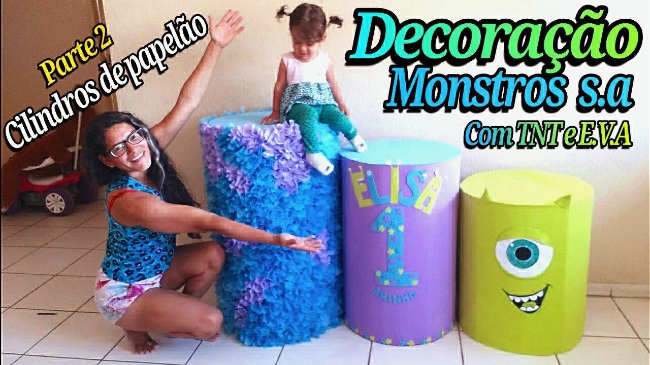 MONSTROS S.A DECORAÇÃO CILINDROS DE PAPELÃO /Parte 2 -Elly Ferreira