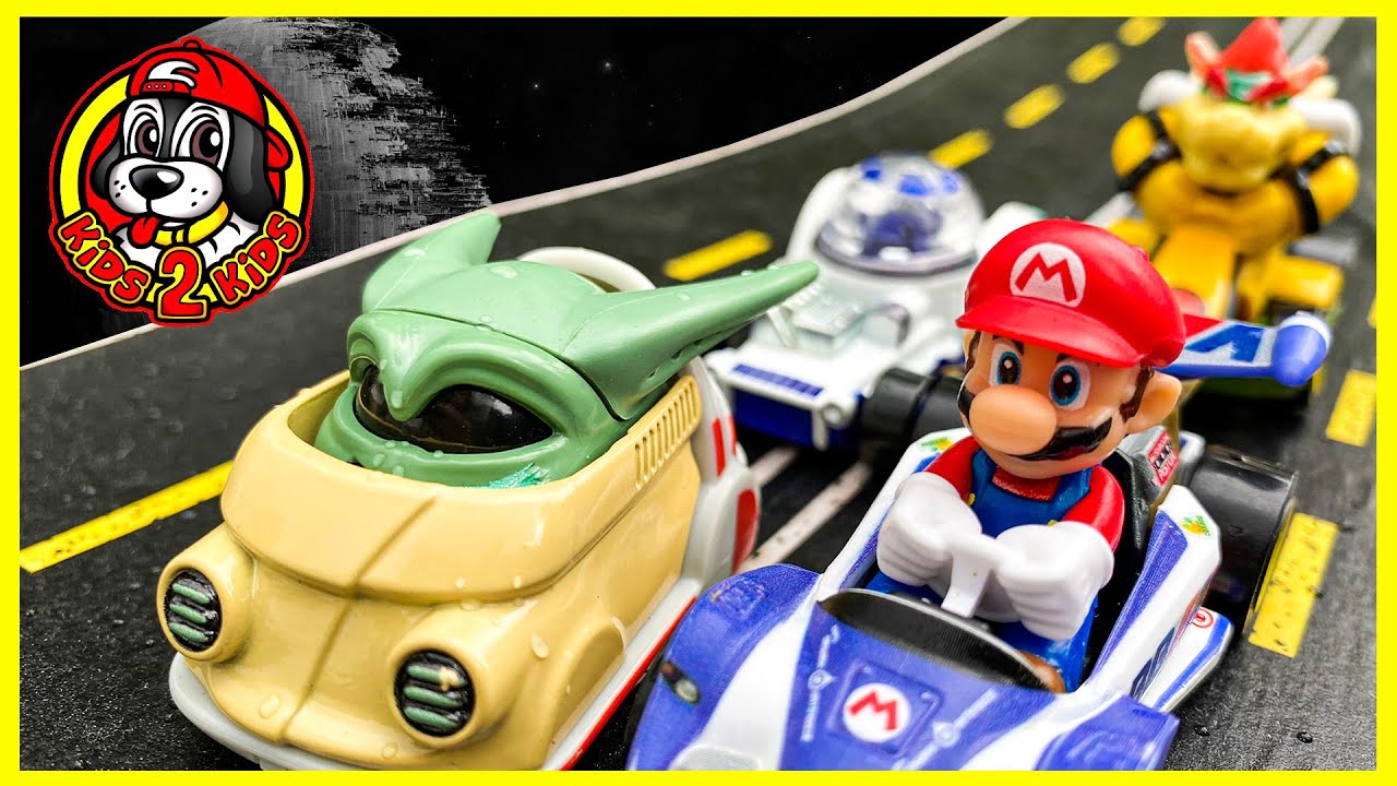 Kids Build🏎 LONGEST Hot Wheels MARIO KART RACE vs STAR WARS (OUTSIDE TO