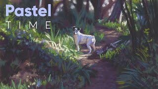 Tiny Dog and Landscape 2 in Soft Pastel - Timelapse