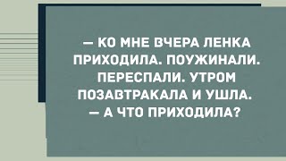 - Ко мне вчера Ленка приходила, поужинали, переспали. Смех! Юмор! Позитив!