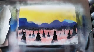 Cloudy Hills - Spray Paint Art