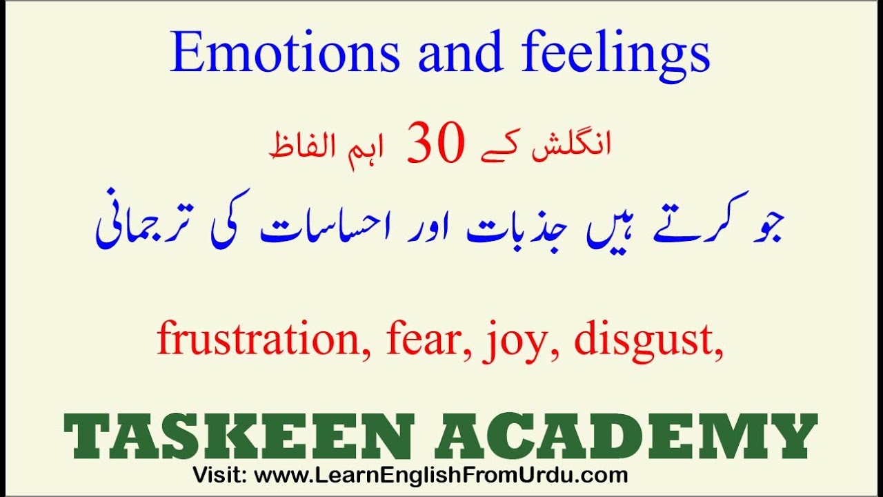 Emotions and feelings | English Vocabulary words with Urdu meanings | 30 Important English Words