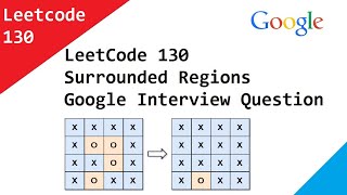 130  Surrounded Regions   LeetCode   Google Interview Question Solved By DFS 99.74 Percent Faster