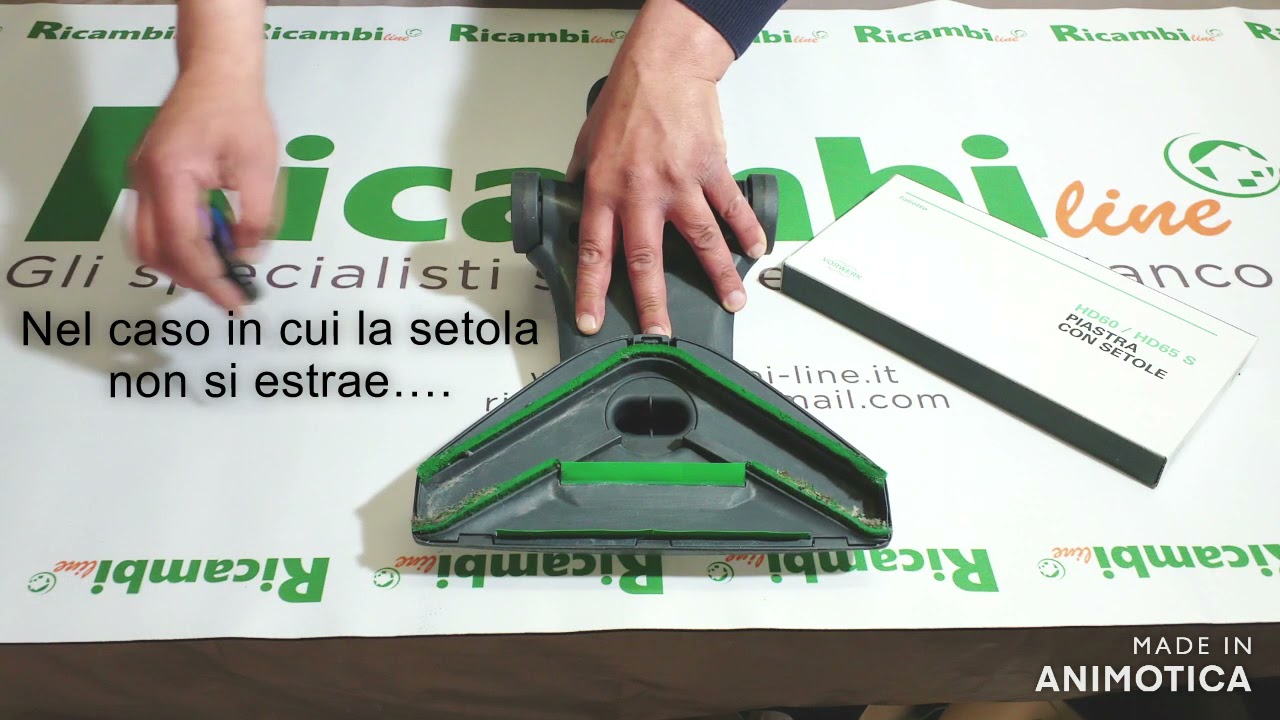 Come sostituire la setola originale spazzola HD65 Folletto VK 200 e VK220s  - YouTube