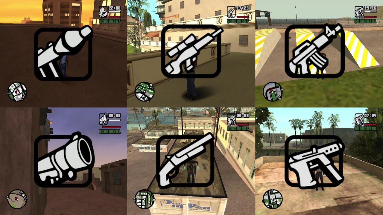 Como encontrar las MEJORES ARMAS en GTA San Andreas (AK-47, M4, Minigun, Sniper, Desert Eagle)
