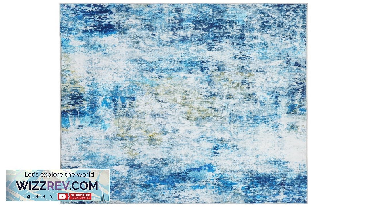 Garvee Abstract Blue 5x7 Anti Slip Backing Abstract Area Rug Stain Resistant Rugs