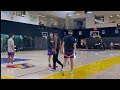 Luka Doncic participating in a half court competition at the end of Lakers practice