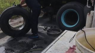 Changing a truck tire 10.00-20 (Full Video)