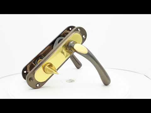 Ручка міжкімнатна "KUMRU" WC на планці (62 мм) колір - Латунь / Антрацит, видео 1