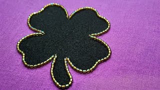 Beautiful Clover Applique Work with Bead Outline