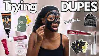 let's try out popular self care DUPES you're too scared to try!