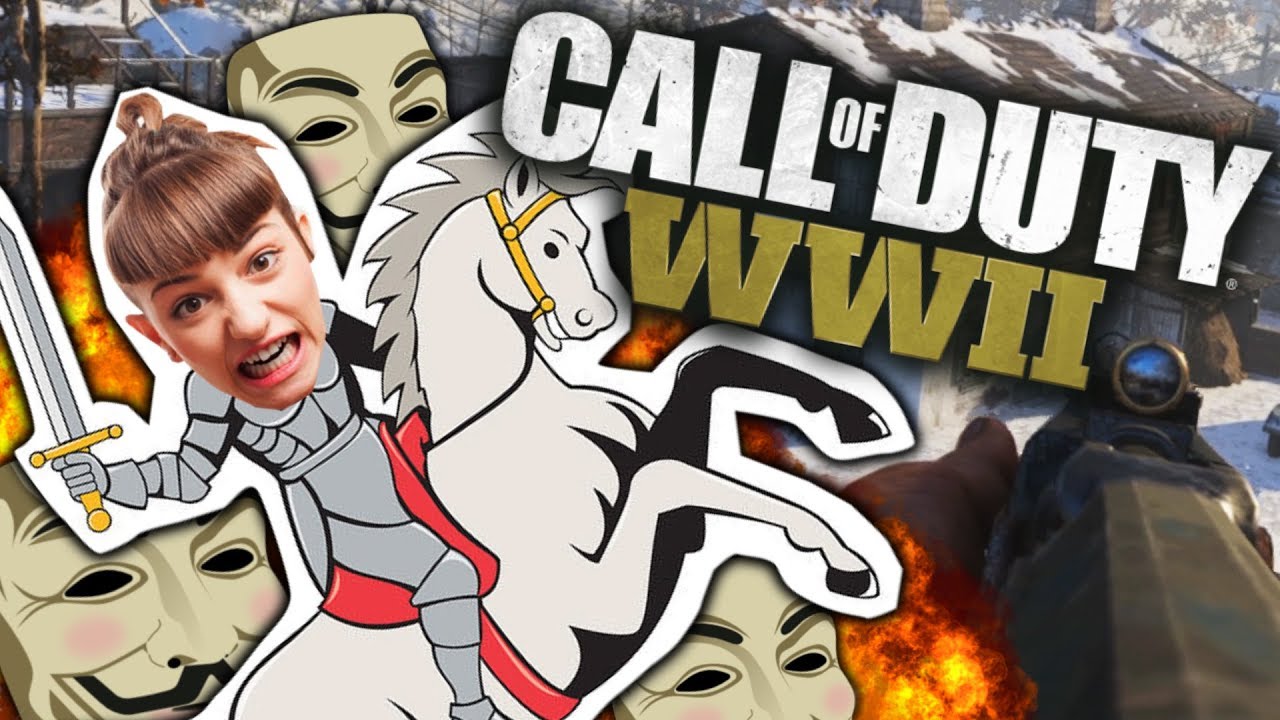 CALL OF DUTY WWII TROLLING! SALTY GIRL WHITE KNIGHTS HACKER!