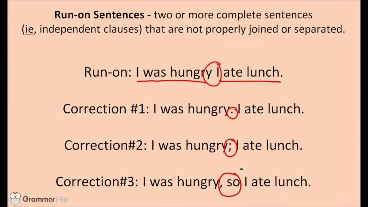 Run Ons Comma Splices And Fragments Grammar Lesson YouTube