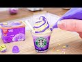 Perfect amazing homemade miniature starbucks purple frappuccino recipe  asmr cooking mini food