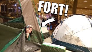 SECRET TENT FORT IN BASS PRO SHOPS! *WITH SPY CAMERA*