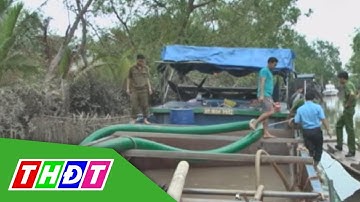 Bắt quả tang sà lan hút trộm cát trên sông Cổ Chiên | THDT