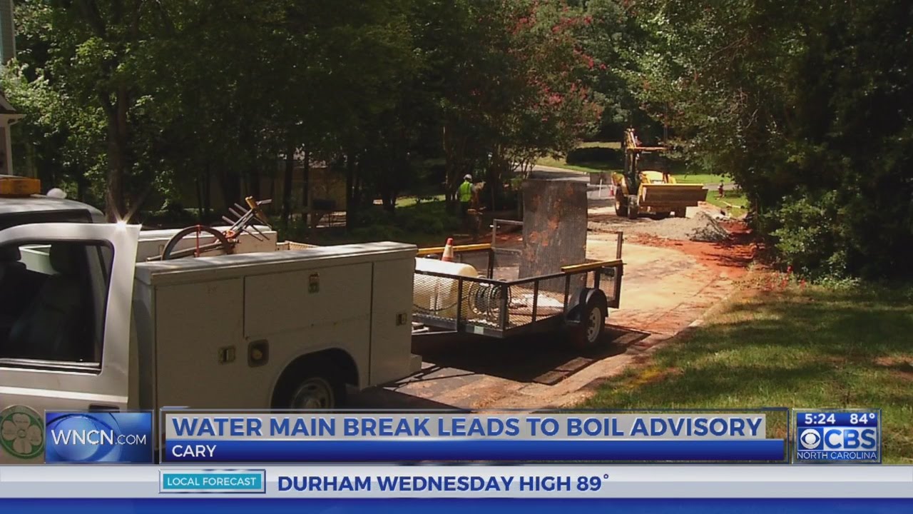 Boil water advisory for parts of Cary after water main break - YouTube