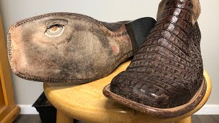 Lucchese Caiman Boots Crepe Resole #lucchese #bootrepair  #westernboots #cowboyboots #cowgirlboots