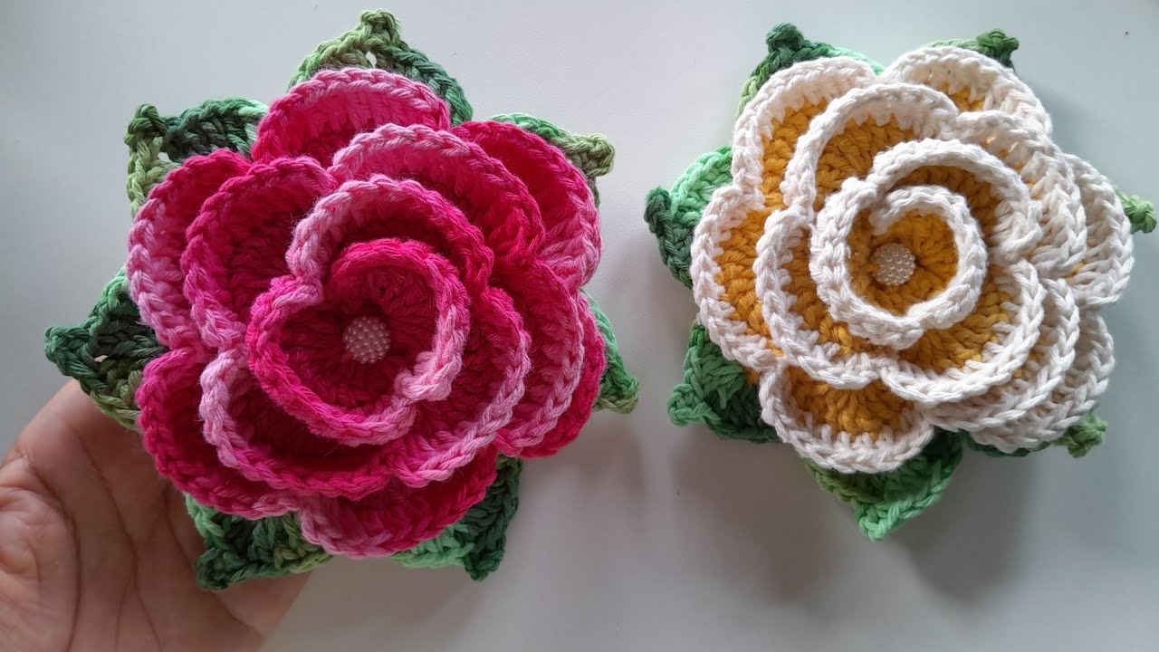 ROSA DE CROCHÊ EMROLADA PASSO A PASSO FÁCIL E RÁPIDA DE FAZER