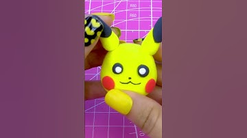 ⚡⚡⚡ DIY How to make cute Pikachu from polymer clay #shorts