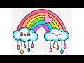 How to draw A rainbow 🌈 could drawing || cute rainbow drawing step by step rainbow drawing ❤️