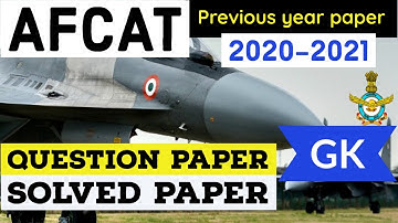 AFCAT 2020-2021 preparations questions | Previous year paper |  Question Paper- GK
