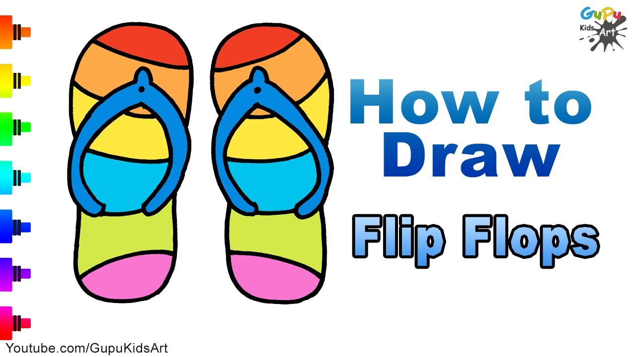 How to Draw Flip Flop Sandals for kids easy - YouTube