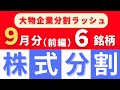 【9月株式分割(前編)6銘柄】あの有名銘柄も続々株式分割!