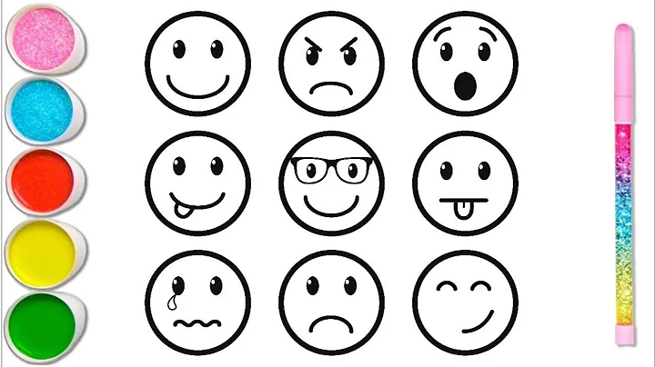 How to Draw and Color Emoticons - Emoji Faces Coloring for Kids