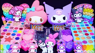 "My Melody VS Kuromi" Slime. Mixing Makeup into clear slime! 🌈ASMR🌈 #Satisfying #슬라임 (170)