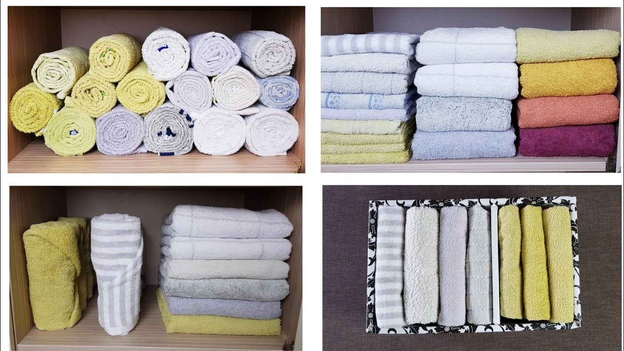 Как сложить полотенца КРАСИВО, КОМПАКТНО, УДОБНО👍. Много способов хранения полотенец!
