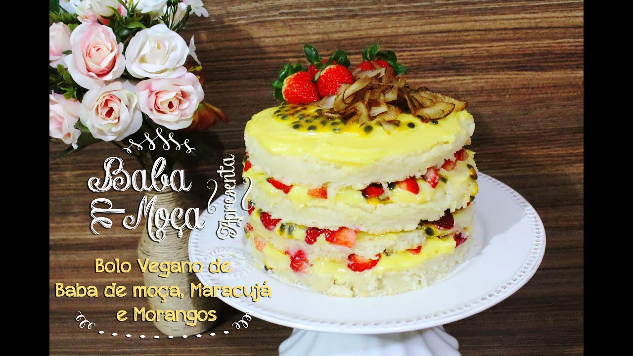 Naked Cake Vegano de Baba de Moça, Maracujá e Morangos / Especial de Aniversário