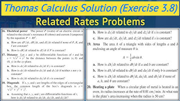 Thomas calculus exercise 3.8 Q16 to Q20 | Related rates problems urdu hindi || Lec 70