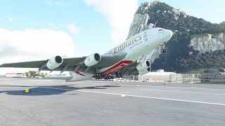 Impossible Landing EMIRATES AIRBUS A380 at Gibraltar Airport MFS2020